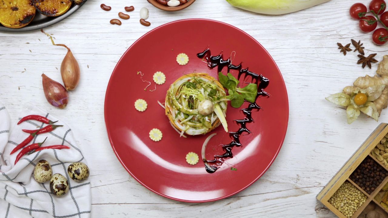 Salad with pickled mushroom