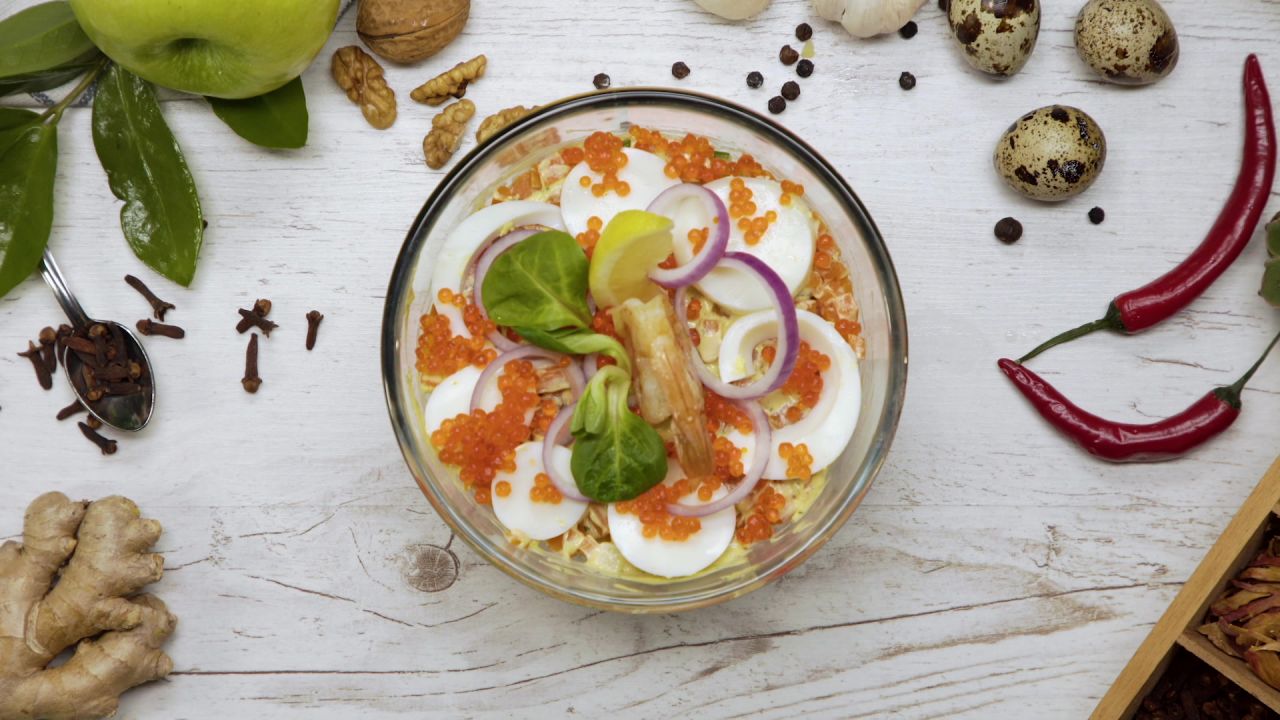 Potato salad with shrimp