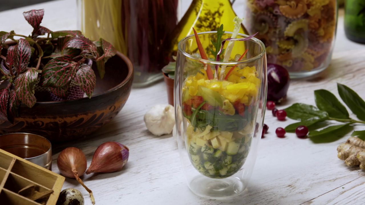 Salad with yolk and grapes