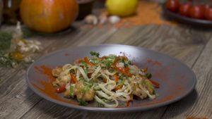 Chicken soy noodles with cilantro