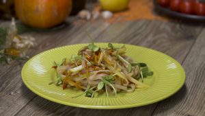 Soy noodles and vegetables in oyster sauce