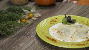 Raviolis à la patate douce et aux épinards