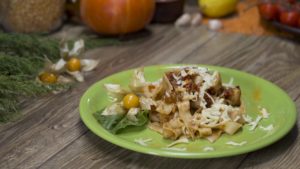 Pappardelle with tomato pesto and mozzarella