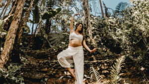 woman exercising during yoga