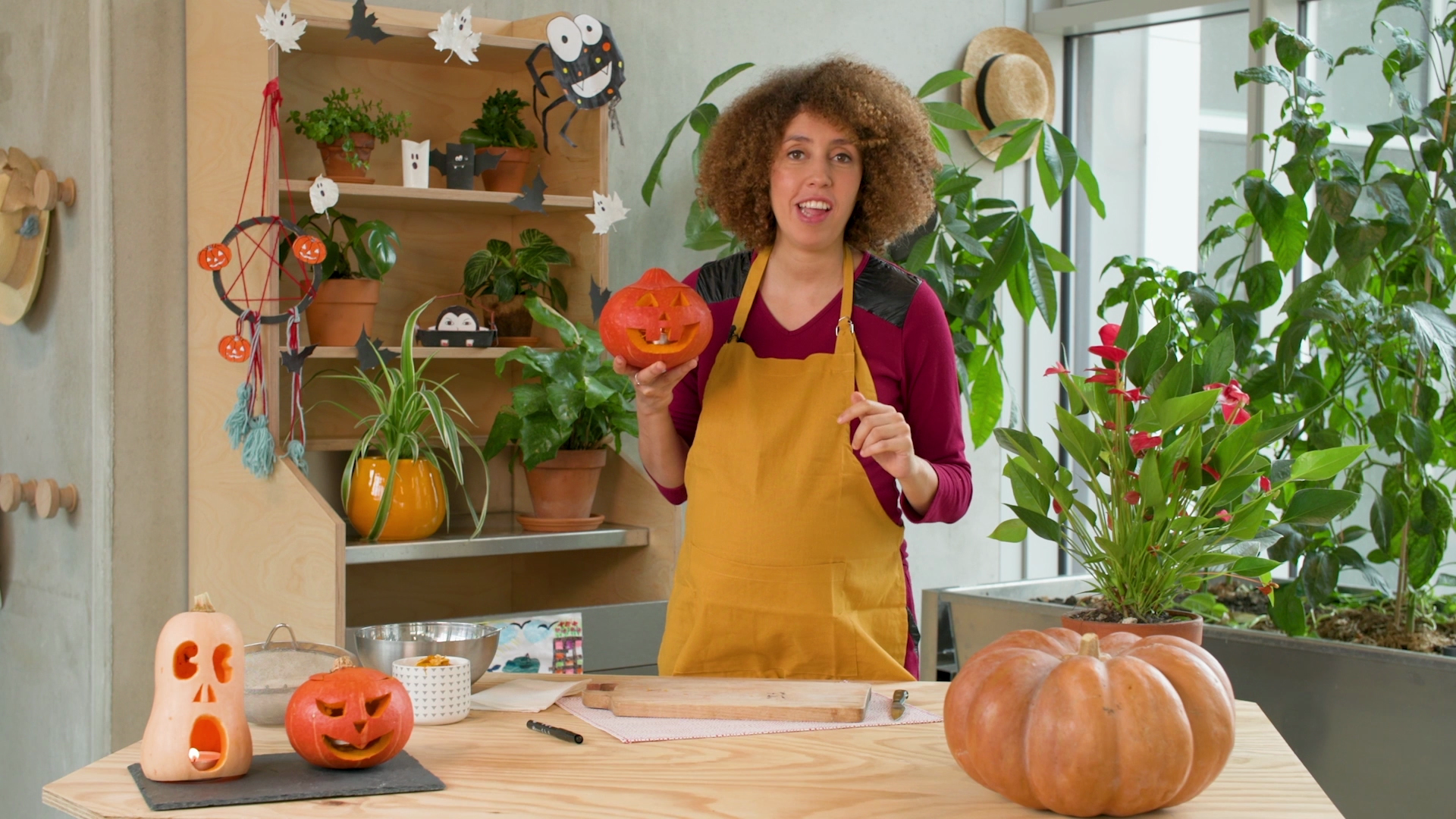 Carving a Halloween pumpkin