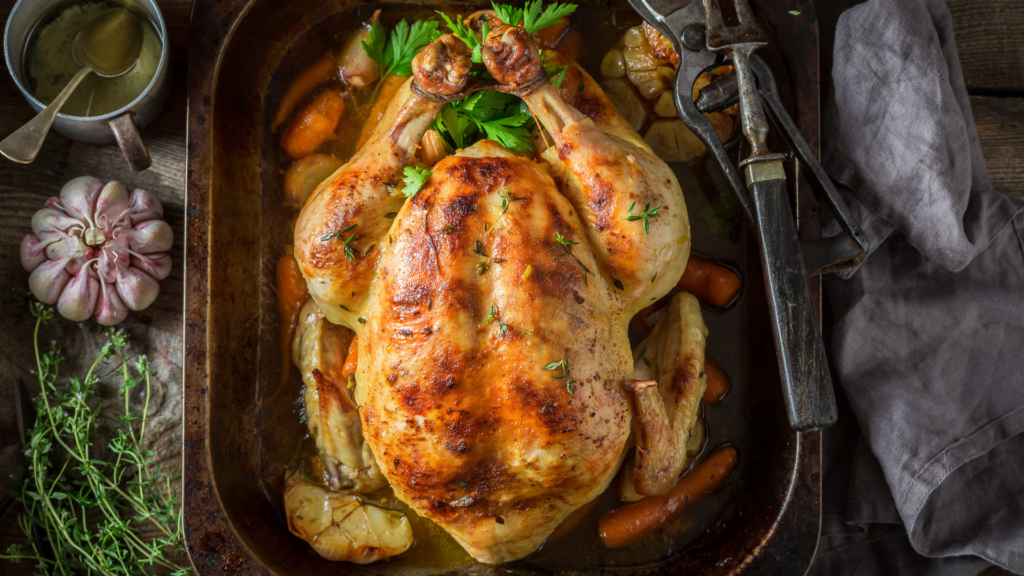 Roast and smoked poulard with Francine herbs