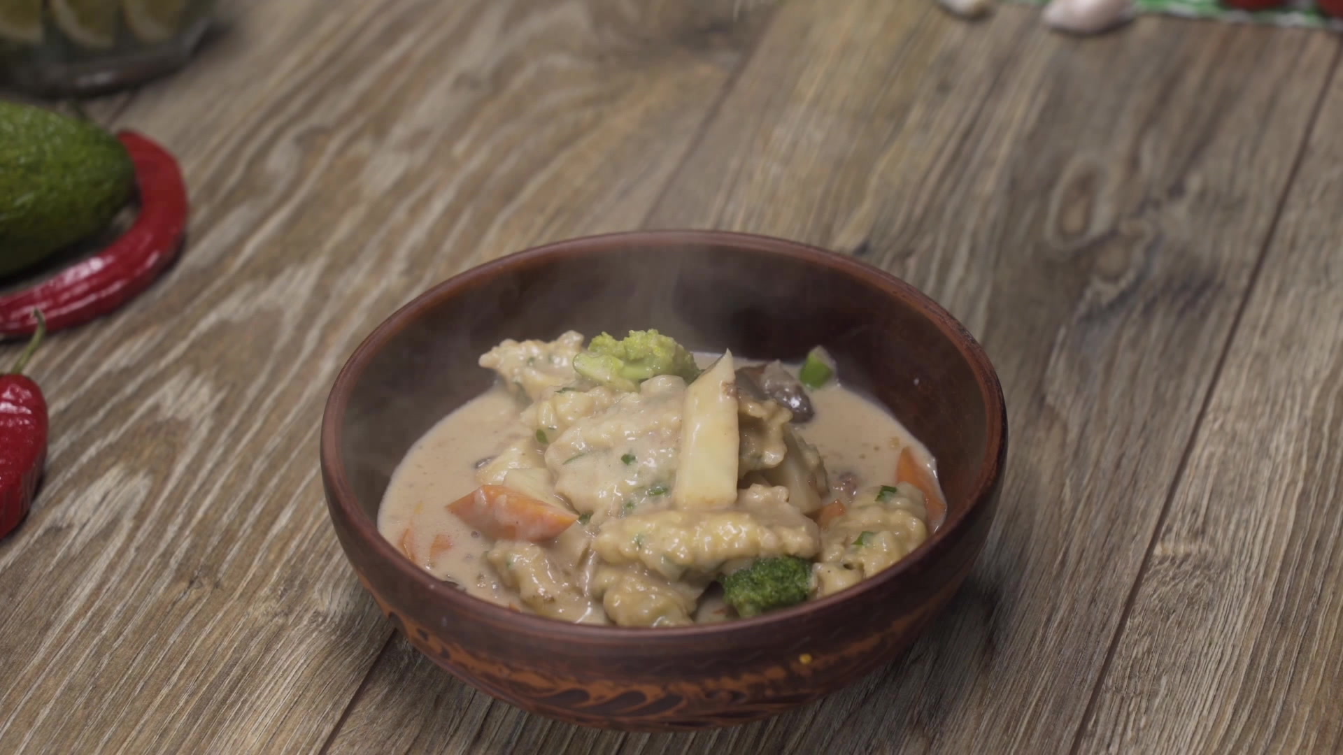 Rice dumplings in mushroom sauce
